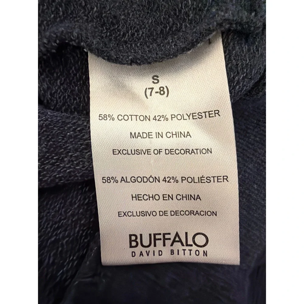 Buffalo David Bitton Sweatshirt Boys S 7-8 Navy Blue Excellent Heather Pullover